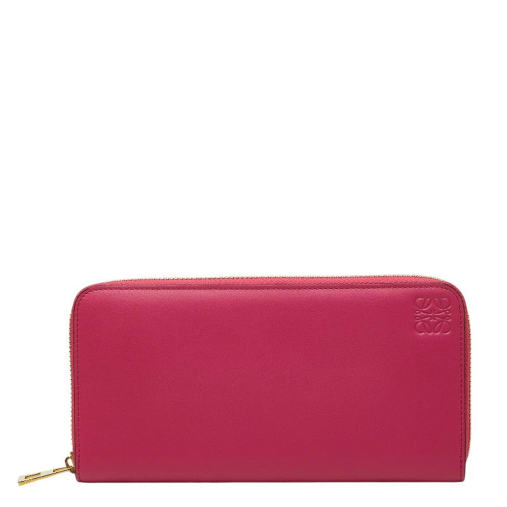 Loewe Anagram Round Zip Long Wallet Pink Leather